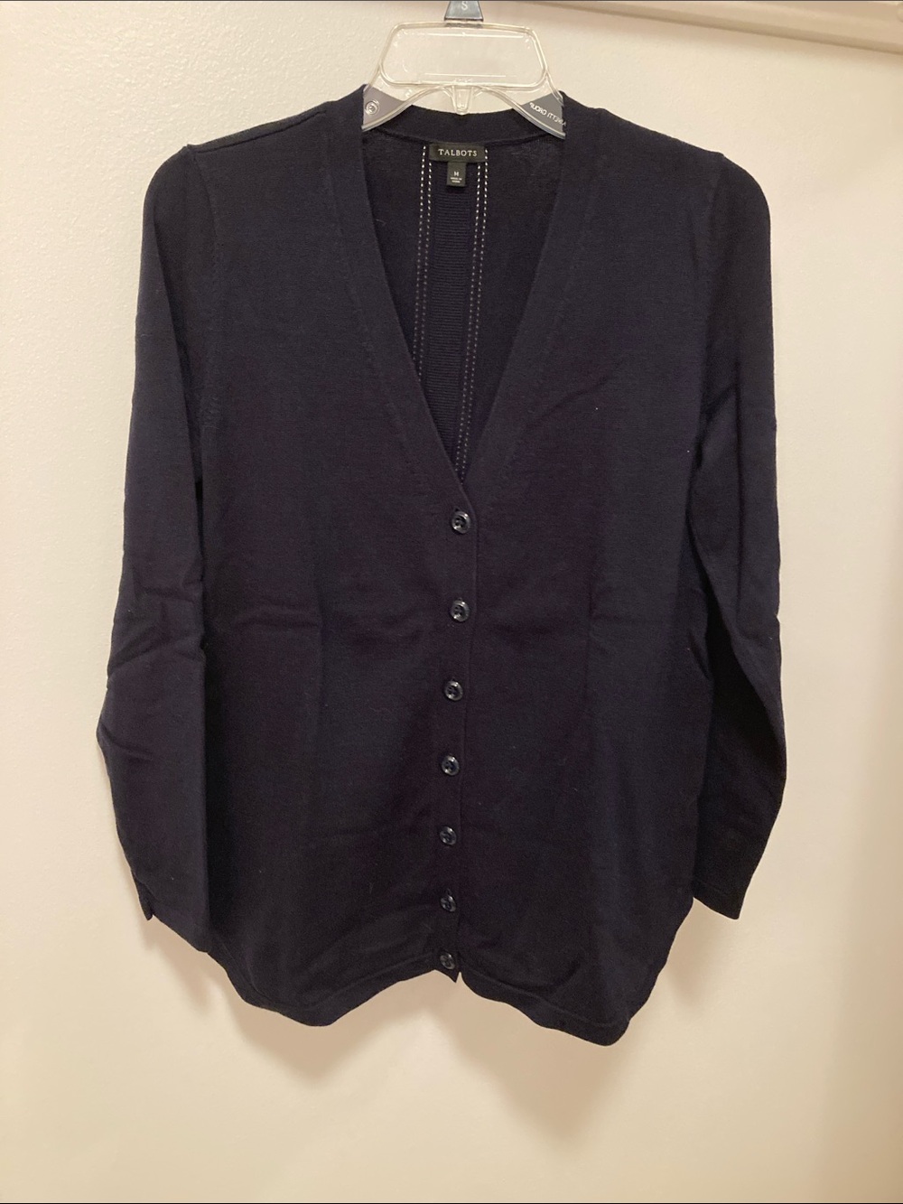 Talbots Women's Dark Navy Button-Front V-Neck Cardigan